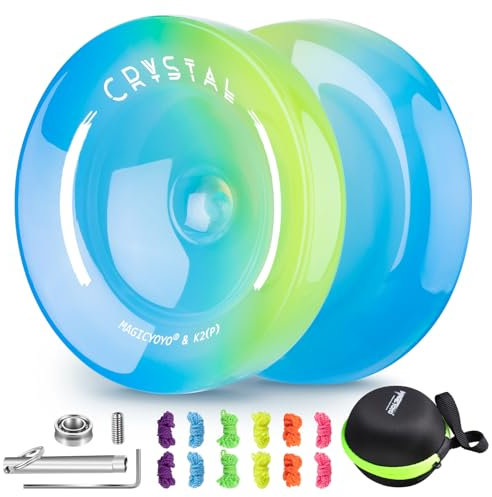 INOVASHON Responsive JoJo K2, Doppelzweck Trick JoJo mit Leerlauf und Kugellager, Profi Neospin Yoyo für Kinder und Anfänger, Crystal Jo-Jo mit Nicht Reagierender, mit 12-Saiten, Lagersatz, Gehäuse