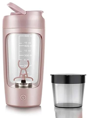 Botella mezcladora eléctrica de proteínas, taza mezcladora portátil compacta para ejercicio con caja de polvo, tazas mezcladoras recargables, botellas mezcladoras automáticas para mezclas de