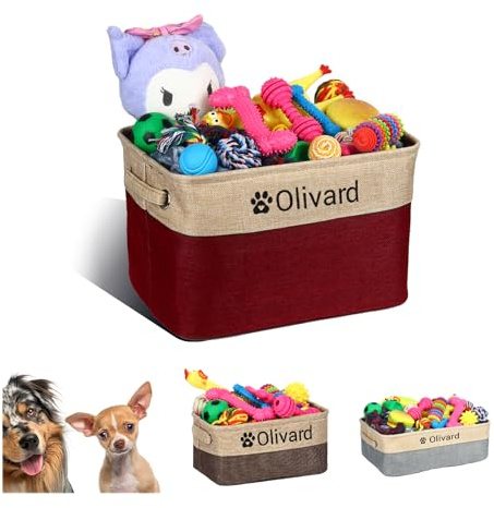 CGFN Hunde-Katzenspielzeug Aufbewahrungskorb Personalisiert mit Haustiernamen Stickerei,Katzenspielzeug Für Aufbewahrung,Korb für Hunde Katze,Welpenspielzeug Box