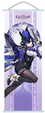 MOLVUS 1PC Genshin Impact Fontaine Poster Wandbehang Geschmiedetes Tuch Malerei Dekor Wohnzimmer (Clorinde)
