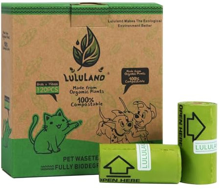 LULULAND® Hundekotbeutel biologisch abbaubar | Zertifizierte Kotbeutel für Hunde |120 Stück Reißfeste Hunde Kotbeutel 8 Rollen-Lavendelduft, Grün