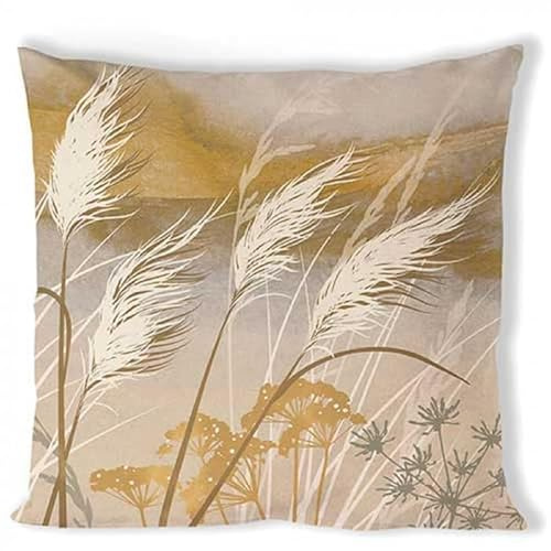 Ambiente Kissenhülle Bezug Cover 40x40 cm 100% Baumwolle Trockenblumen Gräser Ganzjahres Dekoration Zierkissen Serie Waving Grass