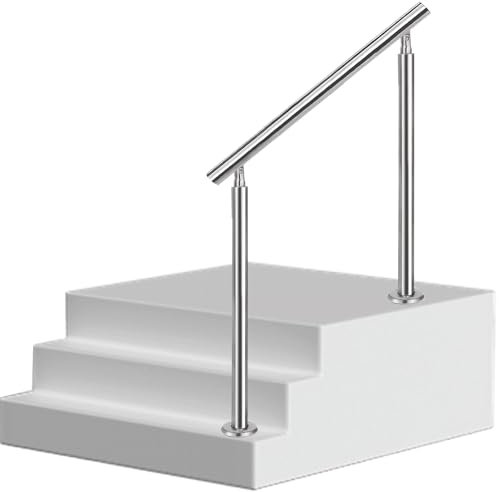 Verstellbarer Handlauf aus Edelstahl für Außentreppen passend für 3 bis 4 Stufen Übergangsdesign Höhe 85cm/100cm ideal für Beton oder Holztreppen