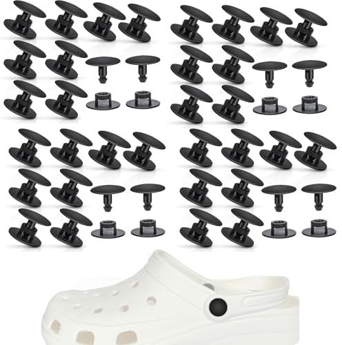 20PCS Croc Rivets Replacement, Screw Rivet, Plastic Croc Rivets, Black Rivets, Hole Plastic Push in Rivets Fastener Wristband Charm Backs, Replacement Rivets Button for Beach Shoe (Black)