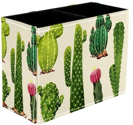 VAPOKF Pot à crayons cactus pour bureau, 2 compartiments, pot à crayons, pinceaux de maquillage, rangement de fournitures de bureau pour la maison et le bureau