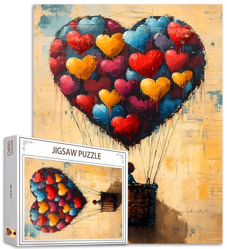 Tucocoo Graffiti-Street-Kunst-Puzzles für Erwachsene, 1000 Teile, bunte Herzen, abstrakte Kunst-Puzzles für Erwachsene, DIY-Bastelpuzzles für Heimdekoration, Geschenke, Familienpuzzle, perfekt für