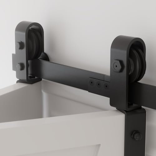 36 Bifold Sliding Barn Door Hardware Track Kit - Side Mounted Black Roller, Fit Double 16 Bi-Folding Doors (Door Not Included)