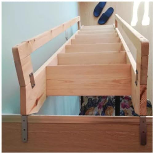 Holzleiter für Wohnmobile, Wohnmobile, Loftbett, 10,2 cm breite Stufen und Handläufe, Baumhaus, Dachbodenleiter mit Haken und Halterungen, 1,6 m hoch
