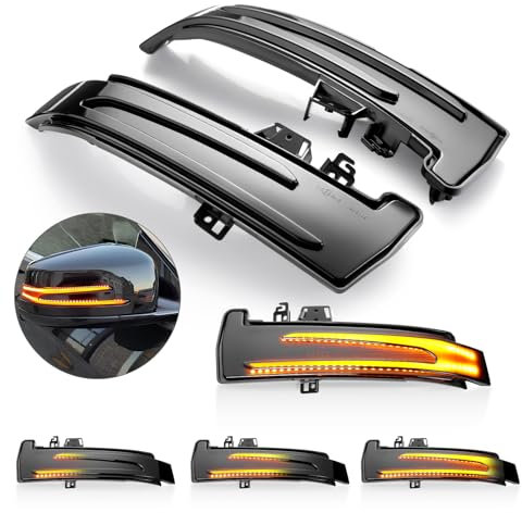 GEARCELL 1 Paar dynamische LED-Außenspiegel-Blinker, bernsteinfarben, für Mercedes Benz W204, W212, W221, A2129067401, A2129067501