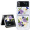 Efitoo for Samsung Galaxy Z Flip 3 Phone Case Cute Transparent Shockproof Cover Clear with Blue White Real Pressed Dried Floral Design for Women Girl, Anti-Scratch Slim Protective Cases