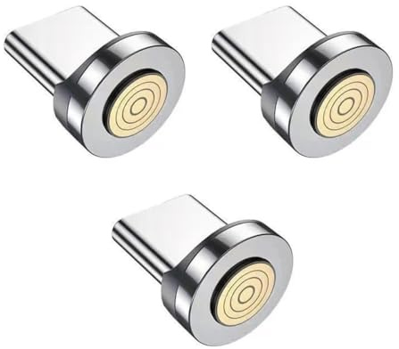 Magnetische Ladekabel-Adapter, PD 100 W, superschnelle Steckerspitze, 7-poliger Typ C magnetische Spitzen, Steckerkopf, 360 Grad drehbarer Stecker für Samsung S22 S21 Laptop Tablet (Silber)