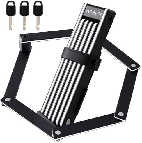 AGPTEK Antivol pliable pour vélo, 100 cm, avec noyau de serrure en acier inoxydable et bande élastique antidérapante, coupe-boulons avec 3 clés, haute sécurité avec support pour vélo électrique, moto