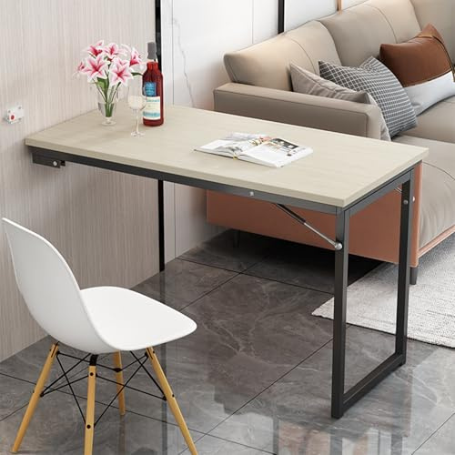 Mesa Plegable de Pared para Cocina Mesa Plegable de Pared - Escritorio flotante para pared, Patas de apoyo retráctiles, Partición convertible, Adecuada para sala de estar, comedor(120×60×75cm)