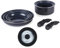 Russell Hobbs Smart Clip Pan Set with Lid – 8 Piece Ceramic Non-Stick Frying Pans & Saucepans with 2 Detachable Handles, Universal Saucepan Glass Lid, PFAS-Free, Induction, Oven Safe, Navy Blue
