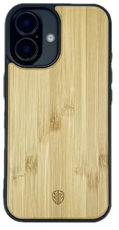 BambooGuard Handyhülle aus Holz für iPhone 16, Schutzhülle aus echtem Bambus & TPU, Kompatibel mit Magsafe, stoßfestes Natur Holz Cover für Apple 16