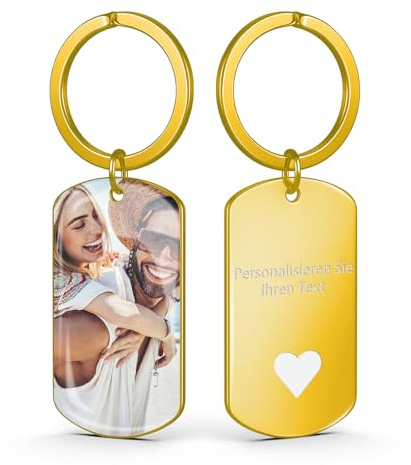 AAQ Schlüsselanhänger Personalisiert Foto - Schlüsselanhänger mit Foto aus Edelstahl, Personalisierte Geschenke zum Geburtstag und zu Weihnachten für Frauen und Männer