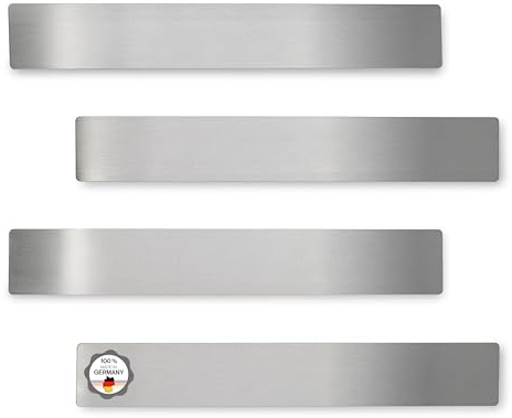 Feuerfest 123 Magnetleiste I 4er-Set I 50x7cm I Hochwertige Magnetstreifen aus 100% rostfreiem Edelstahl I Magnet-Leiste für Küche, Flur & Büro I Magnetische Streifen aus präziser Handarbeit