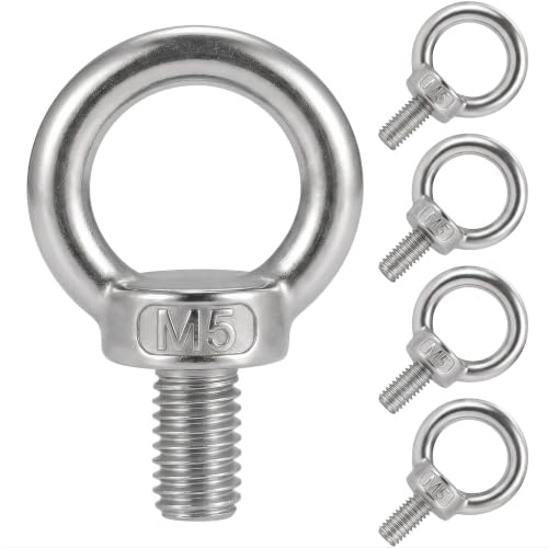 MOUMOUTEN Paquete 5 Pernos Ojo M5x60mm Acero Inoxidable 304 | Pernos Ojo Elevación para Muebles Bricolaje, Columpios y Uso Exteriores