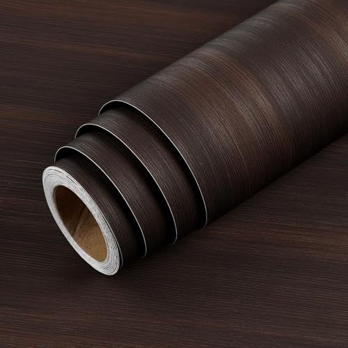 LaCheery Klebefolie Möbel Holzoptik Dunkel Arbeitsplatte Folie Braun 40cm x 200cm Möbelfolie Selbstklebend Holz Vinyl Küchenfolie Schränke Matt Wasserdicht Klebefolie Küche für Fensterbank Tisch Tür