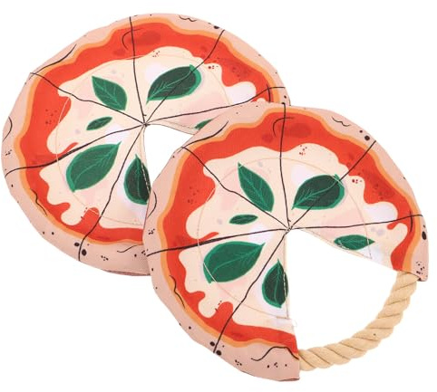 LOLIPPYY 2 Stück Hundespielzeug Pet Flying Disc mit Baumwollseil Weiche Robuste Wurfscheibe in Pizza Form Outdoor Kauspielzeug für Hunde Interaktives Trainingsspielzeug für Welpen