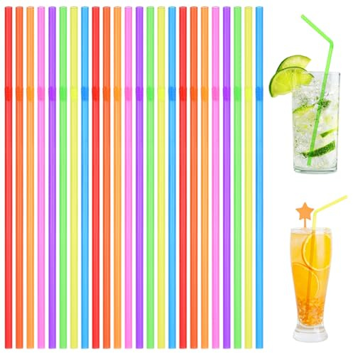 AUAUY 100 Pajitas de Colores para Fiestas, Pajitas de Colores Reutilizables | Para Familias, Cumpleaños, Bodas, Batidos, Zumos de Frutas, Cócteles