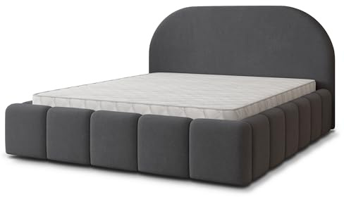 Masseno Polsterbett FLUSSO SR 200x200 cm, Doppelbett, Bettkasten, Stauraum, Lattenrost Und Kopfteil - Graphitfarben, SORO 97