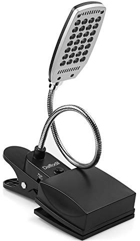 Daffodil ULT300 Lampada da Libro per la Lettura con Pinza - 28 LED, Luce Lettura Lampada USB Ricaricabile con 3 Livelli di Luminosità Collo Flessibile, Ideale per Tastiera/Letto/Tavolo/Viaggio