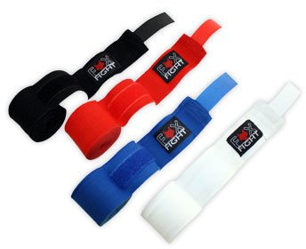 FOX-FIGHT Boxbandagen 4,5m elastisch hochwertige Qualität mit Daumenschlaufe Klett Hand Wraps Bandagen Handgelenkbandage Wickelbandage MMA Boxen Sport Kickboxen Freefight Kampfsport 1 Paar schwarz