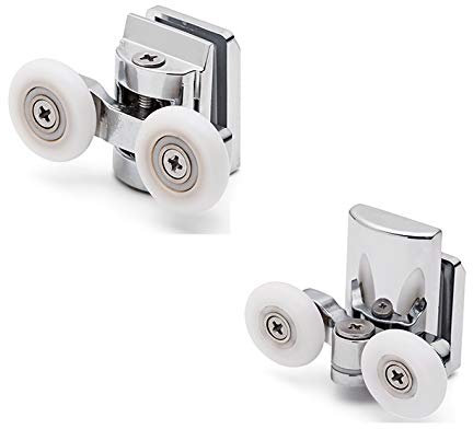 ShowerPart Double Top and Bottom Shower Door Roller/Wheel/Runner L067, Diameter 20mm, Wheels Thickness 5.8mm, Chromed Plastic Cover, Shower Door Replacement Parts, 4X