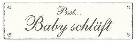 SCHILD Dekoschild « PSSST... BABY SCHLÄFT » Shabby Vintage Holzschild Türschild Dekoration Warnschild Hinweisschild Kinderzimmer