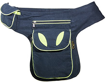 Kunst und Magie Goa Schulter-Bauchtasche Gürteltasche Hippie Psy, Farbe:Schwarz/Lemon