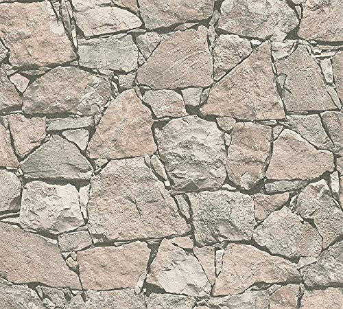 New Walls Vliestapete Tapete in Naturstein Optik 10,05 m x 0,53 m beige grau schwarz Made in Germany 303801 30380-1
