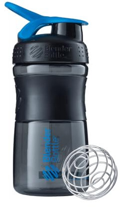BlenderBottle Sportmixer Tritan Trinkflasche mit BlenderBall, geeignet als Protein Shaker, Eiweißshaker, Wasserflasche oder für Fitness Shakes, BPA frei, skaliert bis 500 ml, 590 ml, cyan / schwarz