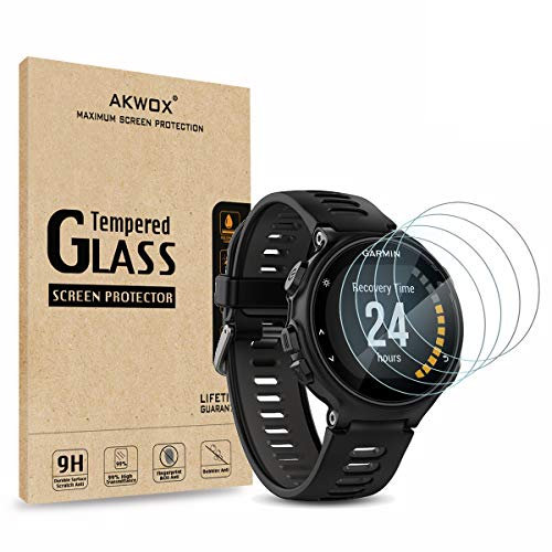AKWOX [Lot de 4 Films Protecteurs pour Garmin Forerunner 735XT Verre Trempé, Anti Rayures Film de Protection d'Écran pour Garmin Forerunner 735XT GPS Montre du Running et sports