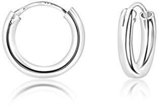 DTPsilver® 925 Sterling Silber Creolen Ohrringe - Klein/Mittelgroße/Groß - Dicke 2 mm - Durchmesser: 10 mm