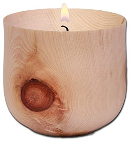 FOXCUP Lichtschale Eva - Zirbenholz Teelichthalter in Braun, Kerzenhalter für Romantik und Geschenke