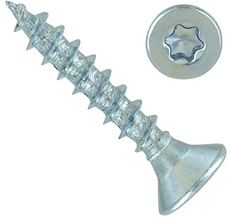 1000 Stück Spanplattenschrauben 3,5 x 20 Torx | Vollgewinde - blau passiviert | Flachsenkopf | Universalschraube | Schrauben