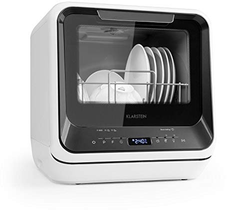 Klarstein Lavavajillas Pequeño Sobremesa, Mini Lavavajillas 2 Cubiertos, Lavavajillas Portatil de Sobremesa Silencioso 7 Programas, Lavavajillas Compacto de Mesa Sin Instalación Difícil para Casa
