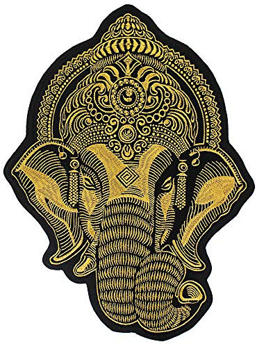 Große Ganesha Elefantenkopf-Stickerei, zum Aufbügeln auf Jacke, Biker, Scrapbooking, 1 Stück gold