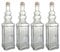 Lucenté Traditional Vintage Style Square Clear Glass Decanting Storage Bottles 800ml with Cork Stopper - Set of 4-30cm (H) x 8cm (W) x 8cm (D)