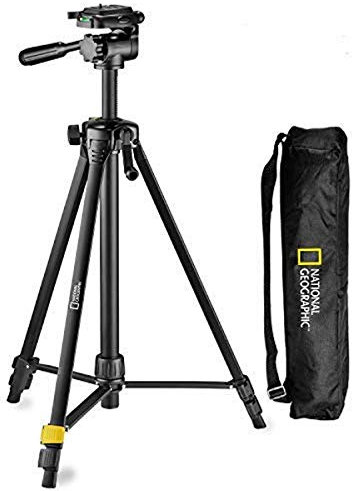 NATIONAL GEOGRAPHIC NGHP000 - Kit de trípode de Fotos Mediano, con Bolsa de Transporte, Cabezal de 3 vías, liberación rápida, cerraduras de Palanca de 3 Secciones, Columna Central engranada, Carga
