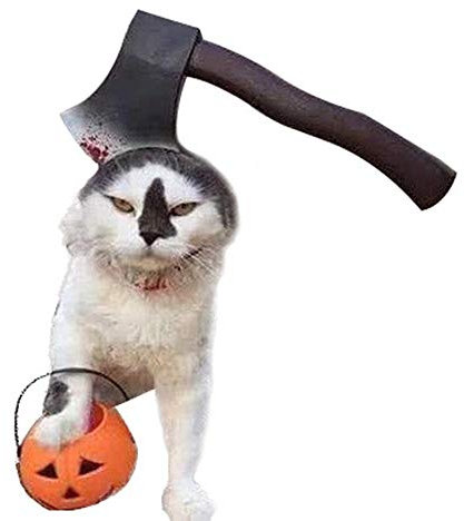 FANSU Pet Halloween Costume Dog Cat, Pumpkin Costume Puppy Cosplay Clothes Design Creative Funny Warm Outfits Hoodie Animal Costumes Apparel with Hat and Ears (S,axe)