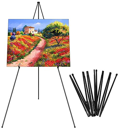 Instant Display Easel Stand - 63 Tripod Collapsible Portable Artist Floor Easel - Easy Folding Telescoping Adjustable Art Poster Metal Stand for Display Show (1 Pack)