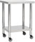 vidaXL Küche Arbeitstisch mit Rollen Küchentisch Edelstahltisch Gastronomie Gastro Tisch Zubereitungstisch 80x45x85cm Edelstahl Silbern
