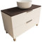 Atrios Modelo Diana Conjunto Baño con 2 Cajones y Tapa Castaña, Lavabo Porcelánico Sobrepuesto, MONTADO, Mueble con Patas, Madera, Laminado Blanco, 120 cm