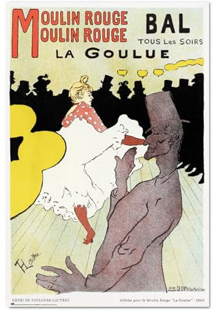 Grupo Erik: Poster Moulin Rouge La Goulue | Wandposter Lautrec, 61 x 91,5 cm, glänzendes Papier, Wandbild, gerahmt, Kunstposter, Poster, Paris