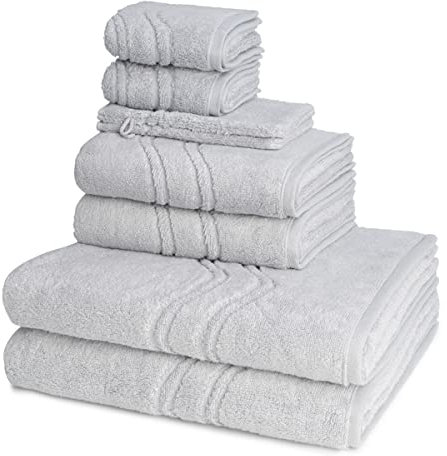 Ross - 8 teiliges Frottier-Set - Cashmere Feeling (2 X Wasch- 2 X Gäste- 2 X Dusch- 2 X Handtuch im Set) - 520 g/m2 - Baumwolle - Walkfrottee - saugstark - weich und flauschig - Chrom