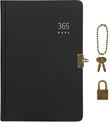 365 Tage A5 Kraft-Tagebuch, Notizbuch, abschließbares Tagebuch, Scrapbook, Hardcover, Reisetagebuch mit Schlossschlüssel, 1 Jahresplaner, Vintage, persönliches Geheimnis, Verdrahtung, Notizblock,