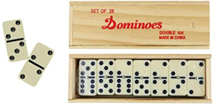 28 Pezzi Domino con Scatola, Domino Double Six, Domino Gioco di Puzzle Giocattolo Educativo Intelligence Pensiero Logico Gioco Educazione per Bambini Adult (Beige)