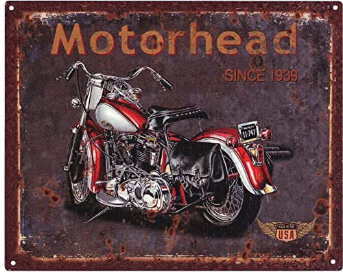 Moritz Deko Blechschild Motorhead Since 1939 20 x 25 cm Retro Geschenk-Idee aus Metall Vintage-Design zur Dekoration
